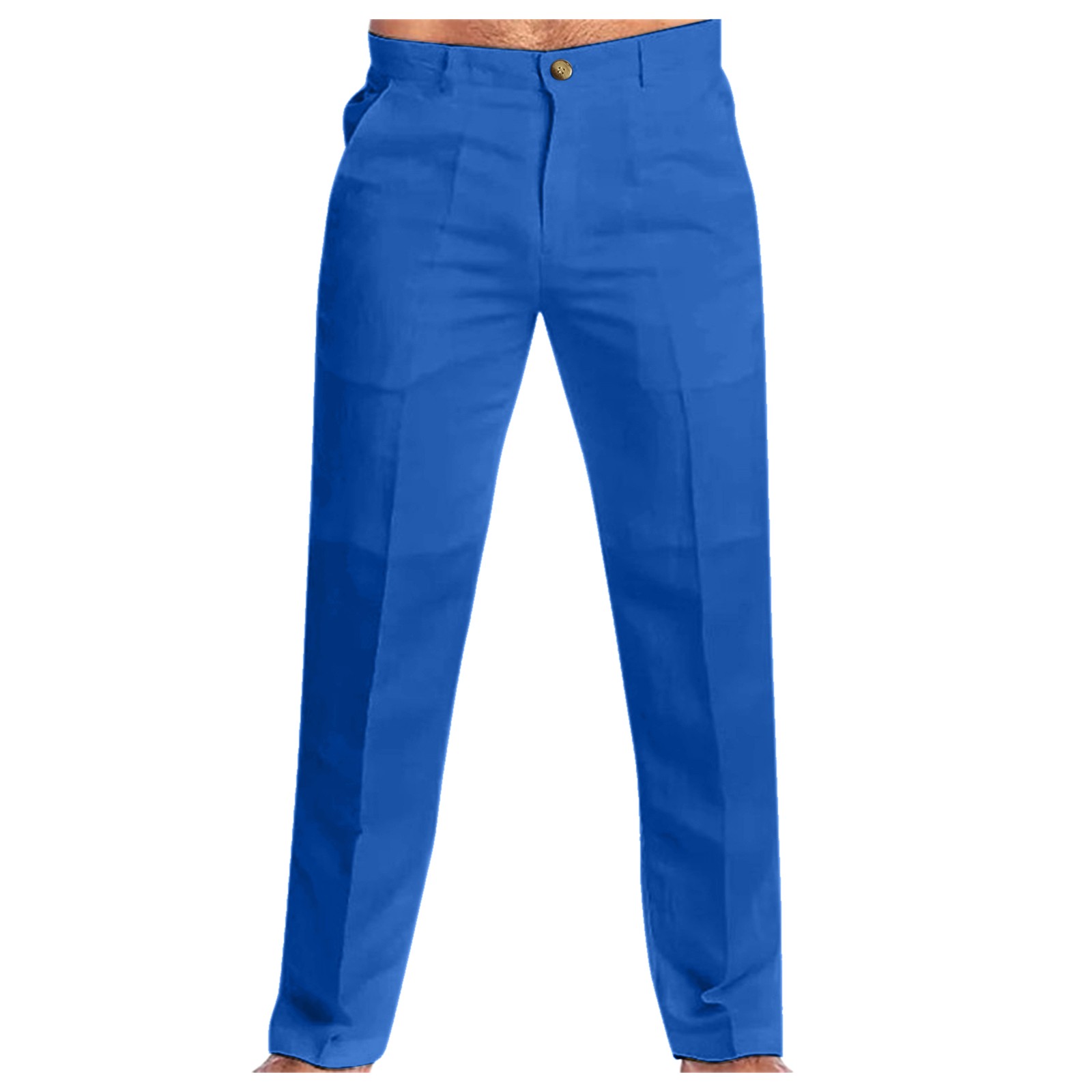 thumbnail image 2 of Pantalones de playa holgados de talla grande para hombre, de color liso, para todas las estaciones: pantalones casuales de lino con bolsillos, 2 of 6